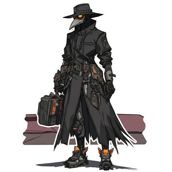Kazuki — figure in long coat with beaked mask
